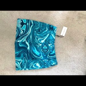 Shekou Tie Die/ Marble Dark Teal Pattern Mini Skirt